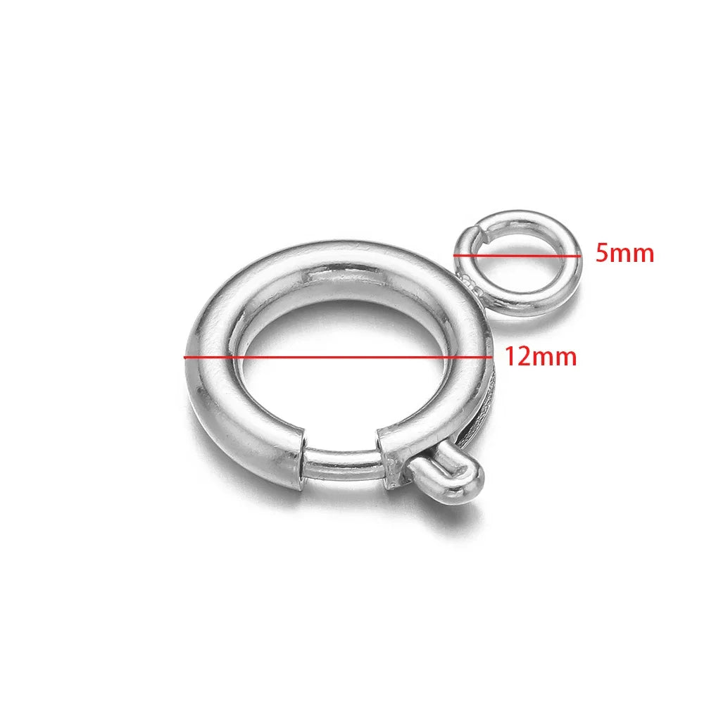 10pcs Stainless Steel Spring Ring Clasps Round Lobster Clasp Hooks Necklace Connectors for DIY Fashion Jewelry Bracelet Findings