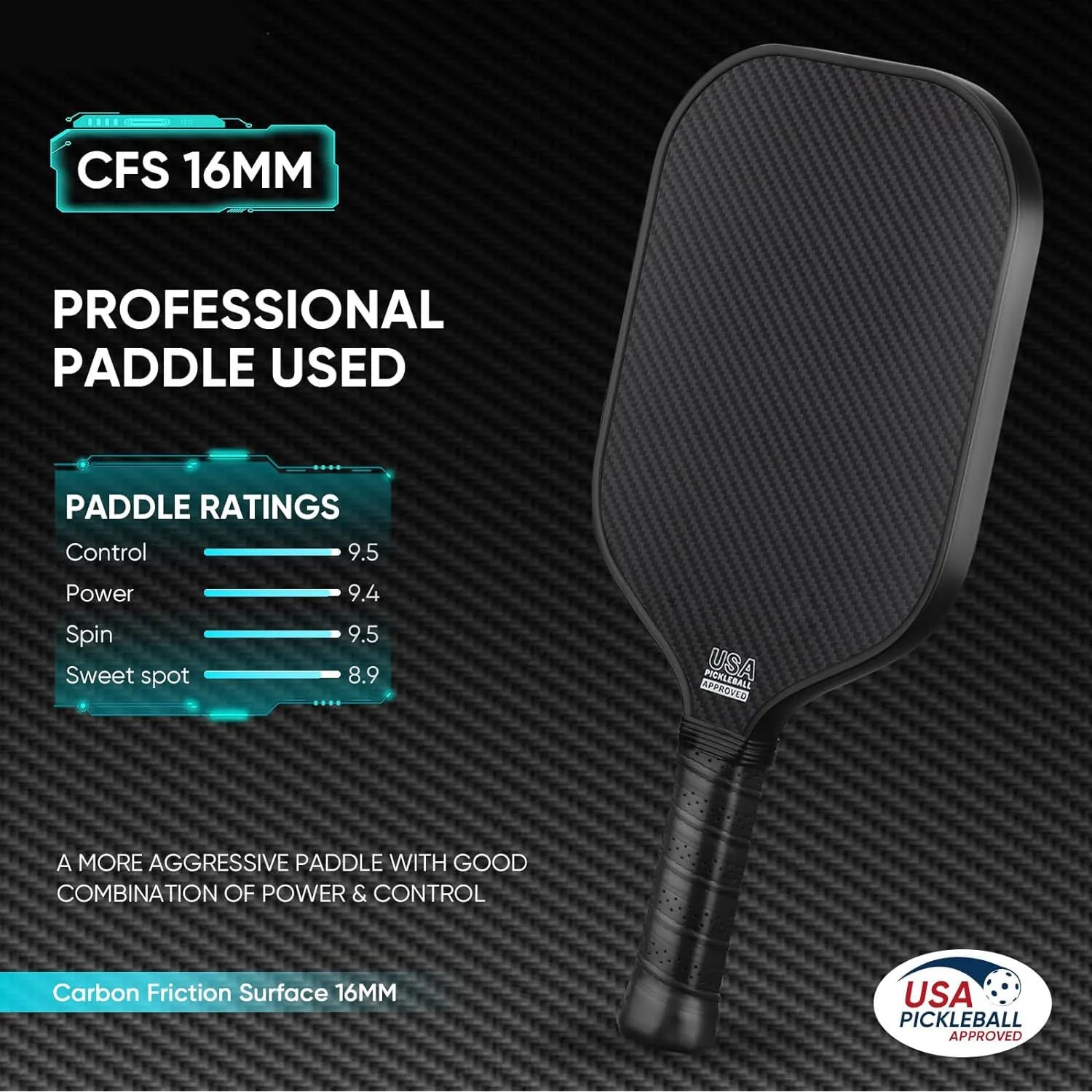 3K Carbon Fiber Pickleball Paddle Polypropylene Honeycomb Core Pickle Ball Paddle for Men Women