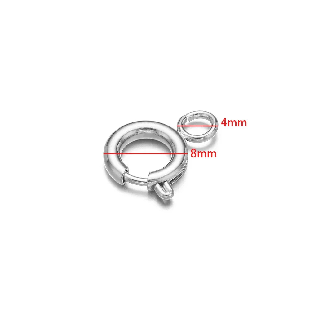 10pcs Stainless Steel Spring Ring Clasps Round Lobster Clasp Hooks Necklace Connectors for DIY Fashion Jewelry Bracelet Findings
