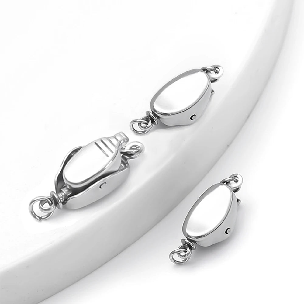 5 Pcs Titanium Steel Necklace Buckles Stainless Steel Saddle Buckle Non Rusting DIY Pearl Necklace Connecting Jewelry Making