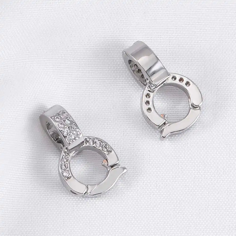 18K Gold Plated Inlaid Zircon Connector Clasps Brass Pendant Bail Clasp For Jewelry Making DIY Handmade Necklace Making Supplies