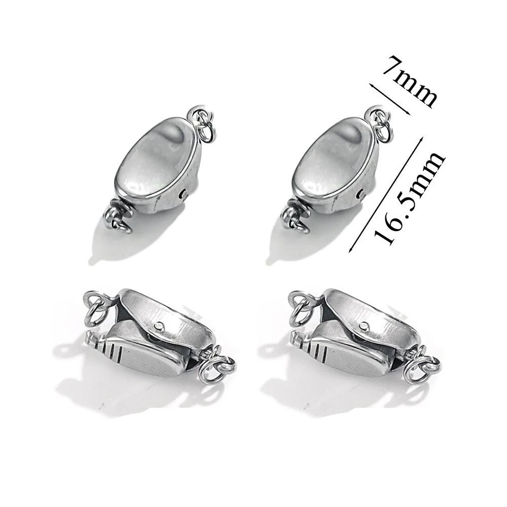 5 Pcs Titanium Steel Necklace Buckles Stainless Steel Saddle Buckle Non Rusting DIY Pearl Necklace Connecting Jewelry Making