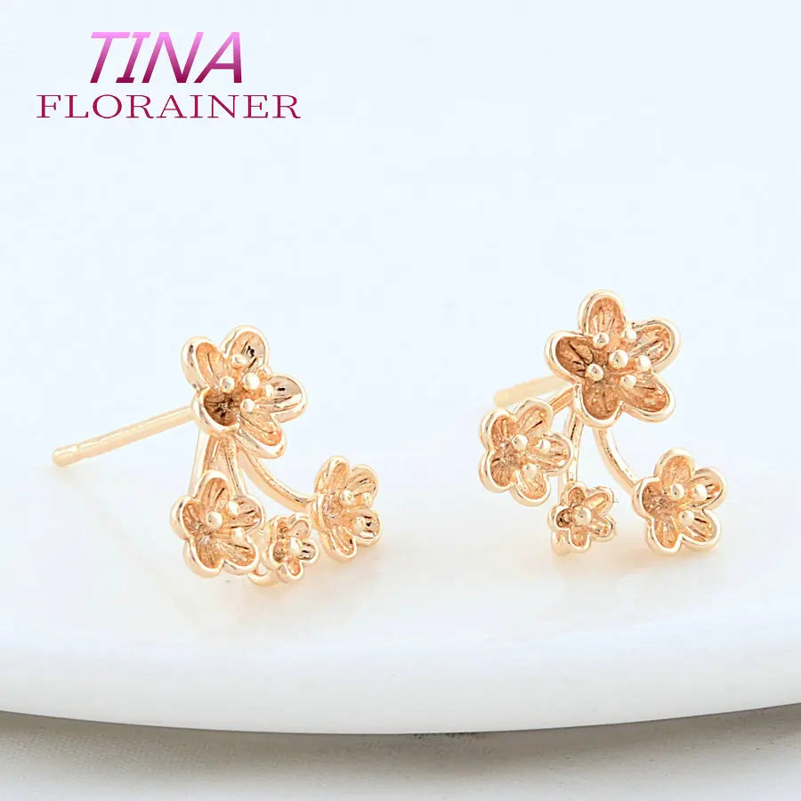13*14MM 18K Gold Color Plated Brass  Flowers Stud Earrings High Quality Diy DIY Jewelry Making Finding Accessories