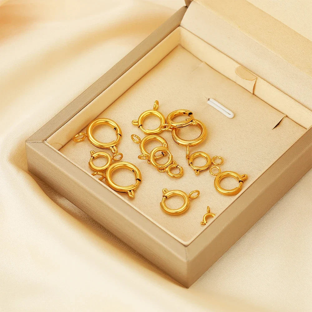 10pcs Stainless Steel Spring Ring Clasps Round Lobster Clasp Hooks Necklace Connectors for DIY Fashion Jewelry Bracelet Findings