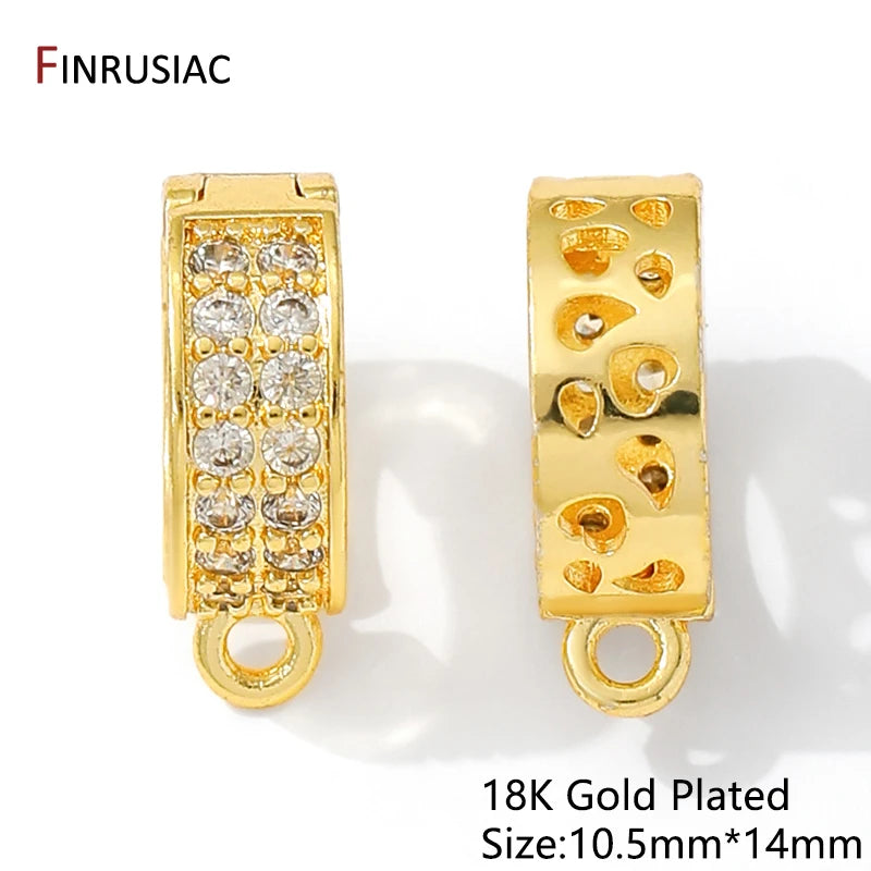 14/18K Gold Plated Brass Zircon Openable Pendant Bales Bails Hooks For DIY Pendant Crystal Agate Jewelry Making Supplies