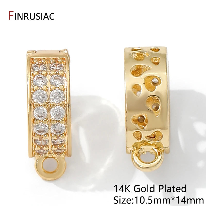 14/18K Gold Plated Brass Zircon Openable Pendant Bales Bails Hooks For DIY Pendant Crystal Agate Jewelry Making Supplies