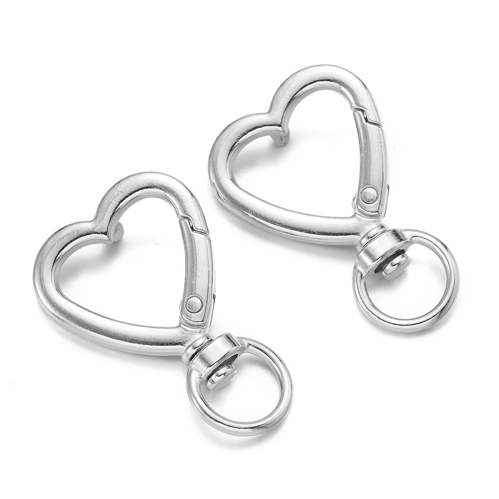 5pcs Swivel Heart Shape Lobster Spring Clasp Keyring Key Ring Dog Chain Snap Clasp for DIY Jewelry Making Accessories