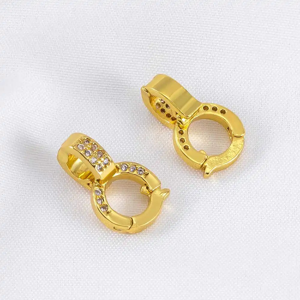 18K Gold Plated Inlaid Zircon Connector Clasps Brass Pendant Bail Clasp For Jewelry Making DIY Handmade Necklace Making Supplies