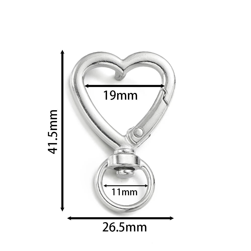 5pcs Swivel Heart Shape Lobster Spring Clasp Keyring Key Ring Dog Chain Snap Clasp for DIY Jewelry Making Accessories