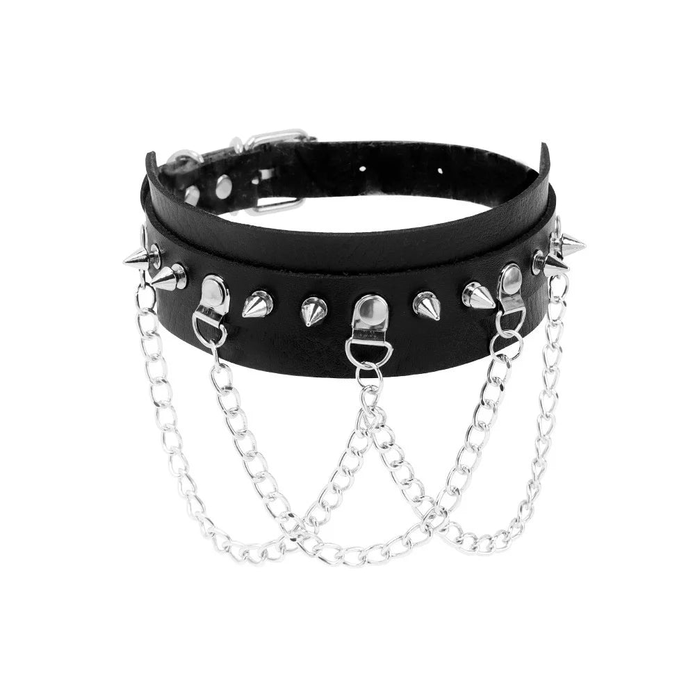 2024 Round Rings Leather Necklaces for Women Man Rock Geometry Rivet Collar Choker Necklaces Jewelry