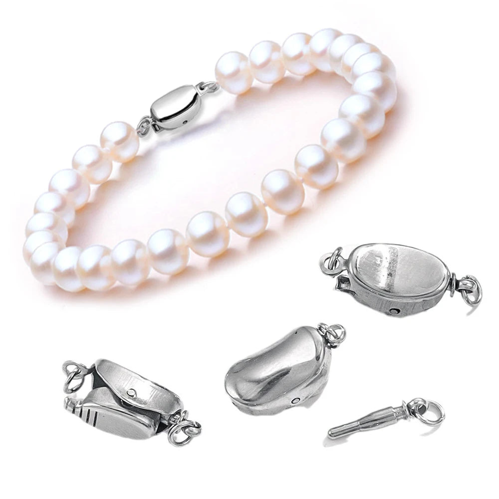 5 Pcs Titanium Steel Necklace Buckles Stainless Steel Saddle Buckle Non Rusting DIY Pearl Necklace Connecting Jewelry Making