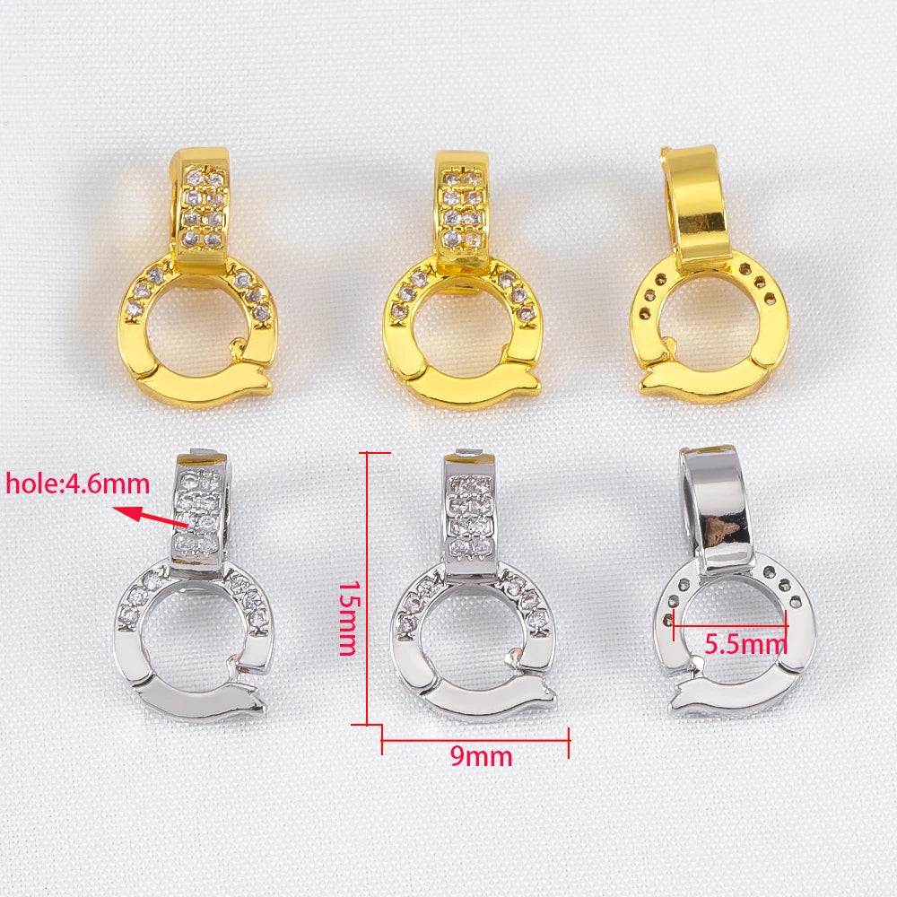 18K Gold Plated Inlaid Zircon Connector Clasps Brass Pendant Bail Clasp For Jewelry Making DIY Handmade Necklace Making Supplies