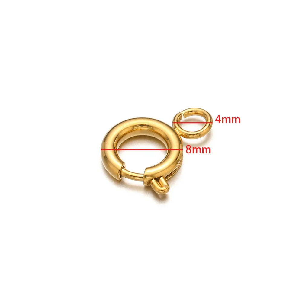 10pcs Stainless Steel Spring Ring Clasps Round Lobster Clasp Hooks Necklace Connectors for DIY Fashion Jewelry Bracelet Findings