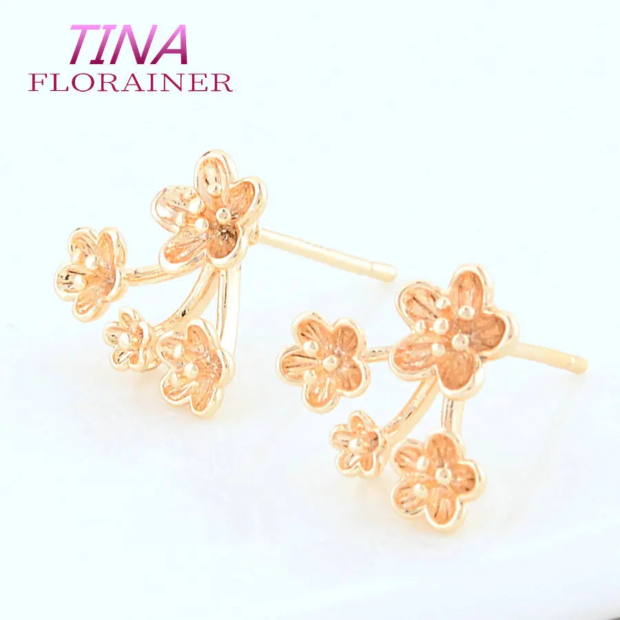 13*14MM 18K Gold Color Plated Brass  Flowers Stud Earrings High Quality Diy DIY Jewelry Making Finding Accessories