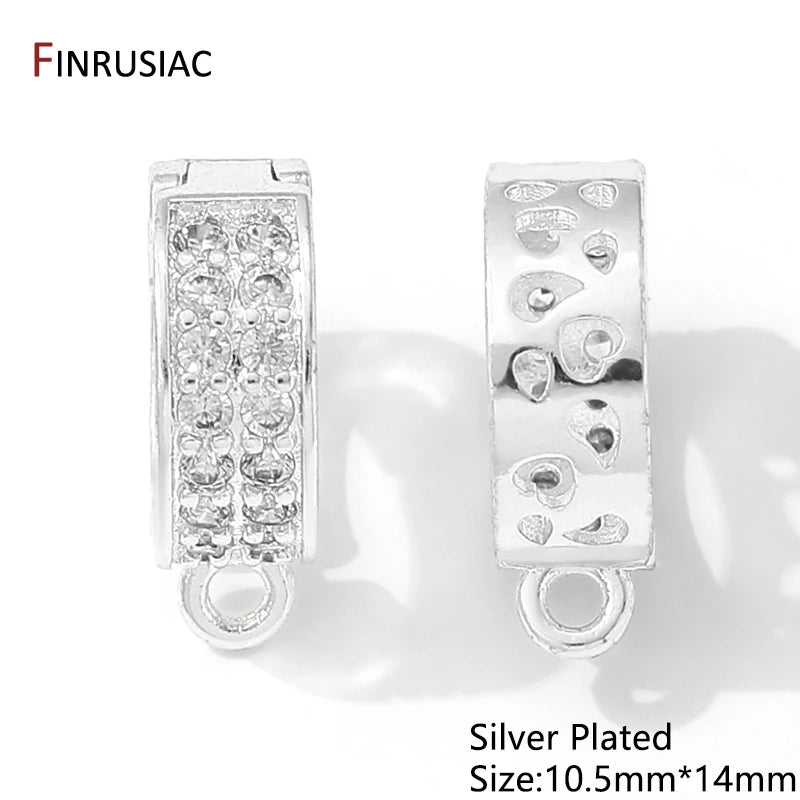 14/18K Gold Plated Brass Zircon Openable Pendant Bales Bails Hooks For DIY Pendant Crystal Agate Jewelry Making Supplies