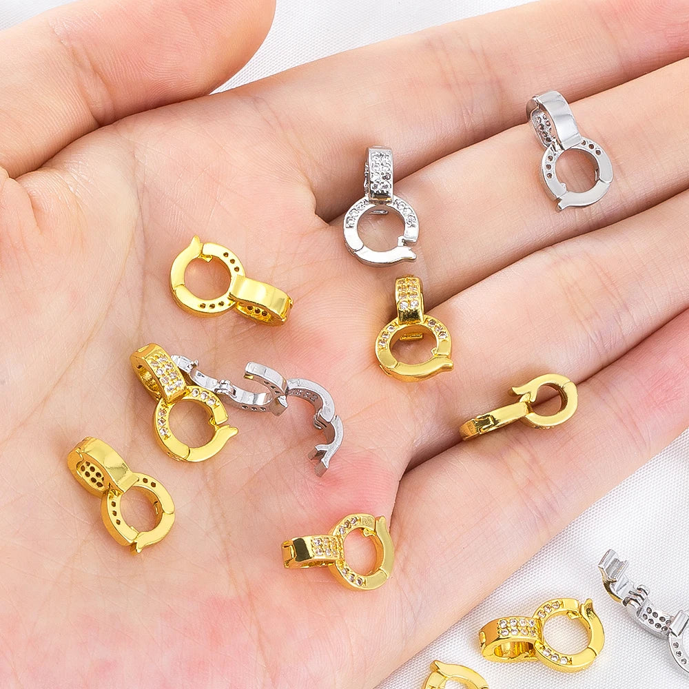 18K Gold Plated Inlaid Zircon Connector Clasps Brass Pendant Bail Clasp For Jewelry Making DIY Handmade Necklace Making Supplies