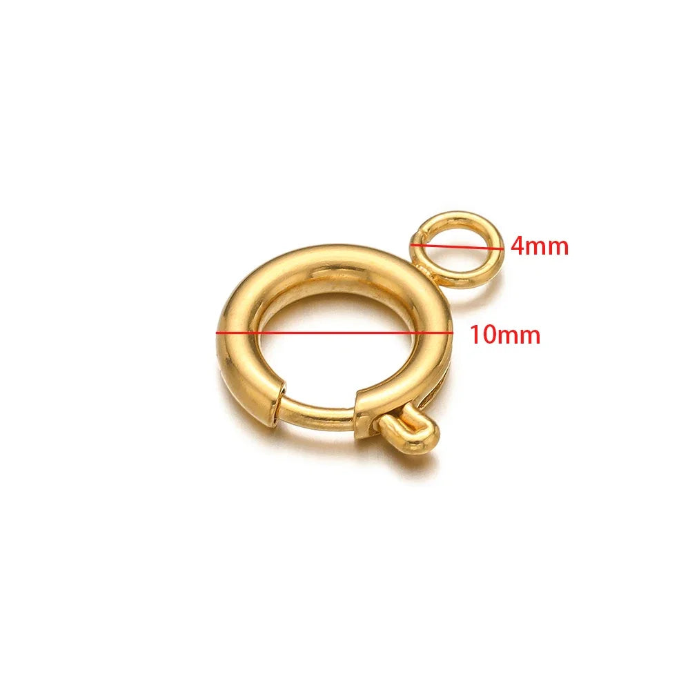 10pcs Stainless Steel Spring Ring Clasps Round Lobster Clasp Hooks Necklace Connectors for DIY Fashion Jewelry Bracelet Findings