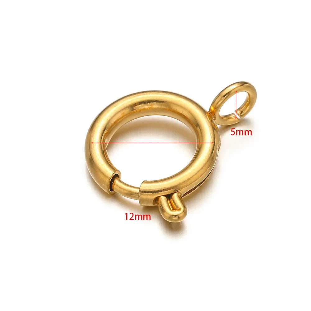 10pcs Stainless Steel Spring Ring Clasps Round Lobster Clasp Hooks Necklace Connectors for DIY Fashion Jewelry Bracelet Findings
